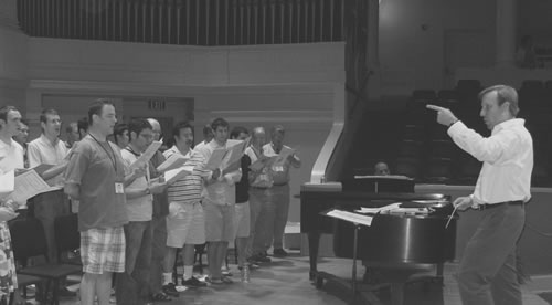 Alumni singers rehearse during the 2010 Alumni Sing-In