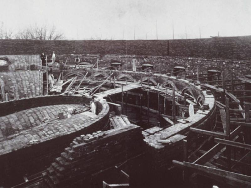 Old Cabell Hall Auditorium under construction circa 1897.    