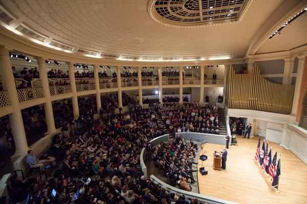 Secretary of State John Kerry gives his first addess as Secretary of State In Old Cabell Hall Auditorium on February 20th, 2013.