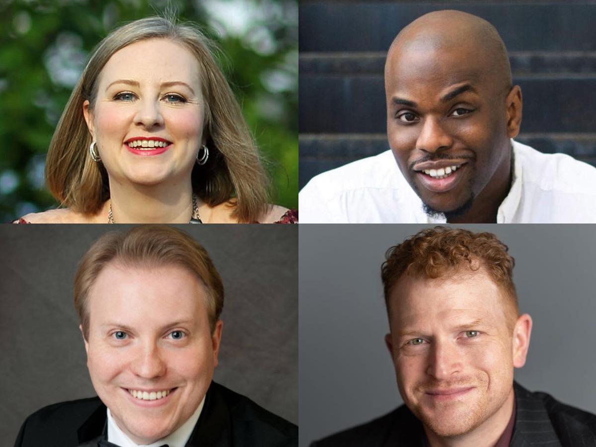 Requiem collage of Clara Rottsolk, soprano Patrick Dailey, countertenor Gene Stenger, tenor Andrew Garland, baritone