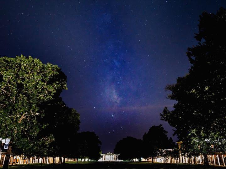View of Old Cabell Hall, UVA at night.