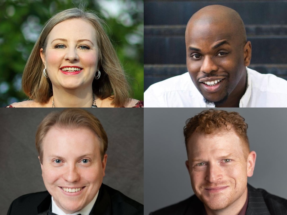 Requiem collage of Clara Rottsolk, soprano Patrick Dailey, countertenor Gene Stenger, tenor Andrew Garland, baritone
